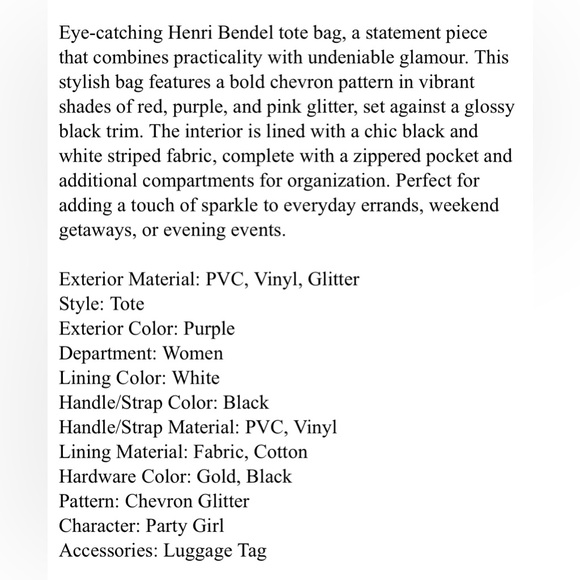 Henri Bendel New York Glitter Chevron Tote - Picture 12 of 12